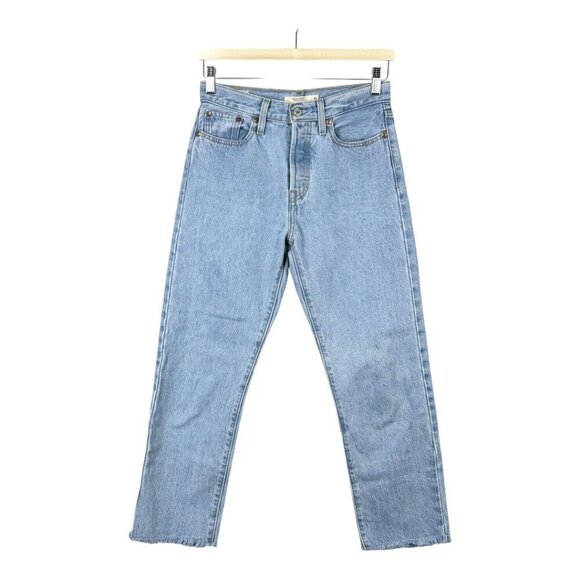 Levi's Wedgie Straight Raw Hem Jeans Light Wash - Picture 2 of 16